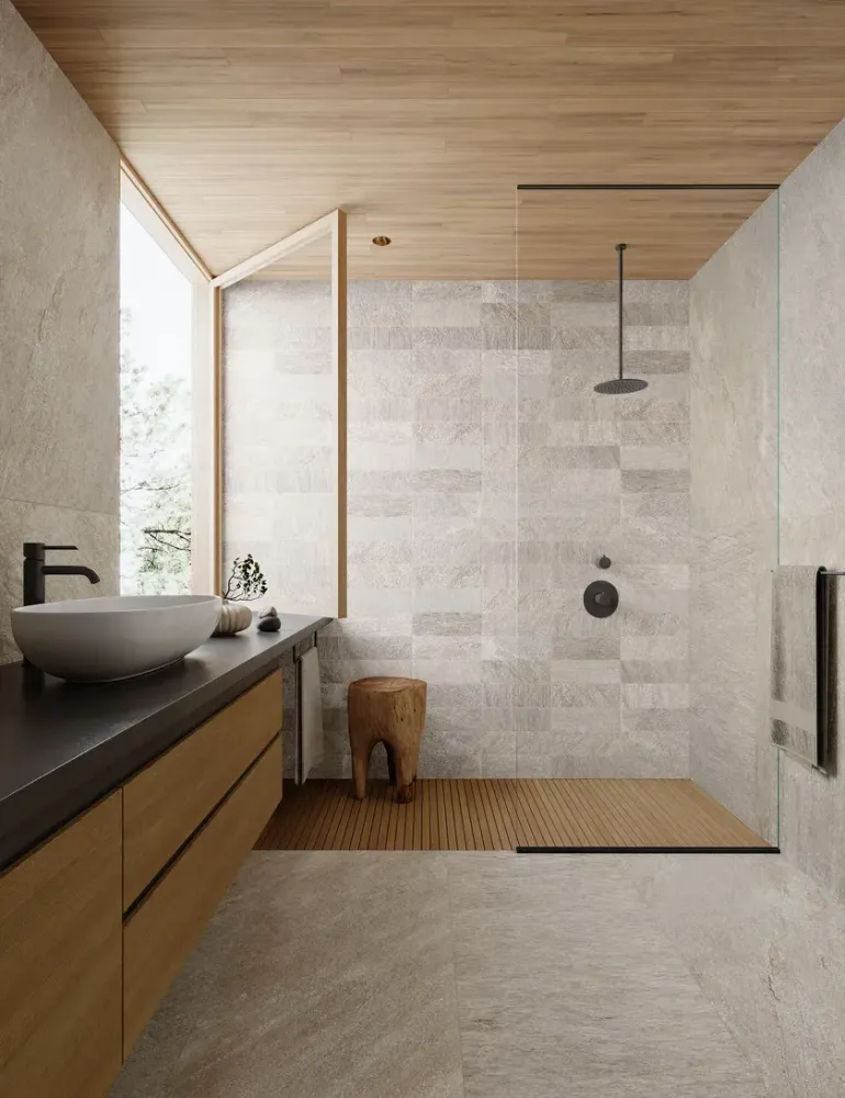 salle de bain résine quartz